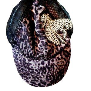 Pro Rodeo Gear Blingy Sparkly Leopard Cap with Crystal Bucking Bronco OS